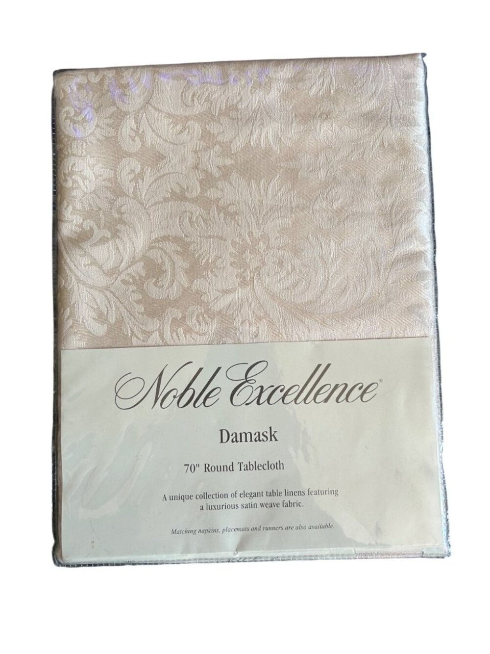 Noble Excellence Damask 70" Round Tablecloth Satin Wave Fabric elegant